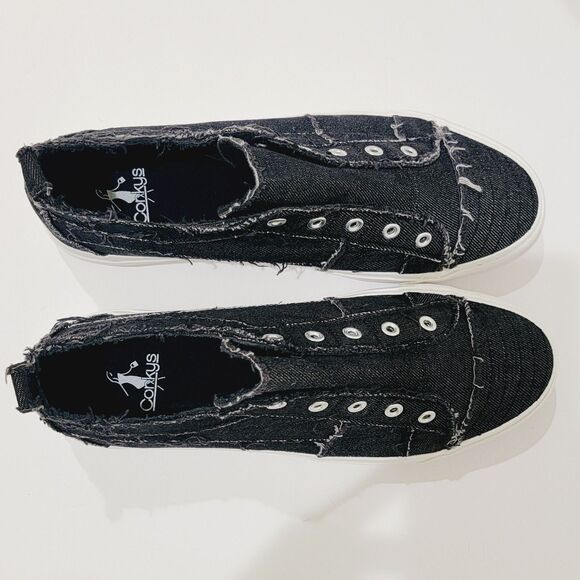 Corkys Babalu Sneakers Women's Size 12 Black Distressed Slip On Canvas Shoes EUC - Picture 12 of 12